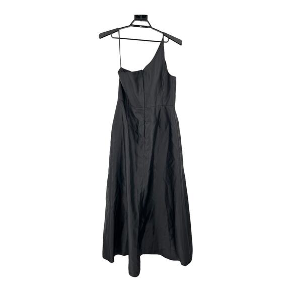 Alfred Sung Dress D831 One Shoulder satin gown black size 16 - Picture 6 of 6